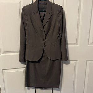 The Limited Luxe Brown Suit Jacket and Skirt Ensemble